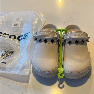 NEW!!!!CROCS stucco canvas with Black Charms